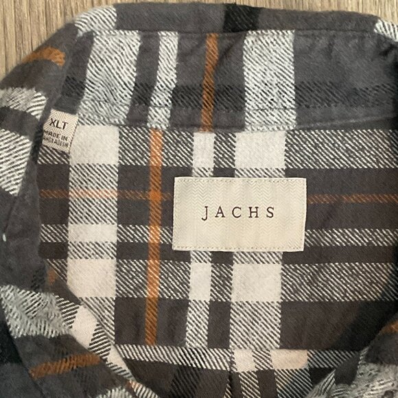Jachs Men's Brawny Heavy Flannel Shirt Jacket Plaid Cotton Size XLT - Picture 2 of 8